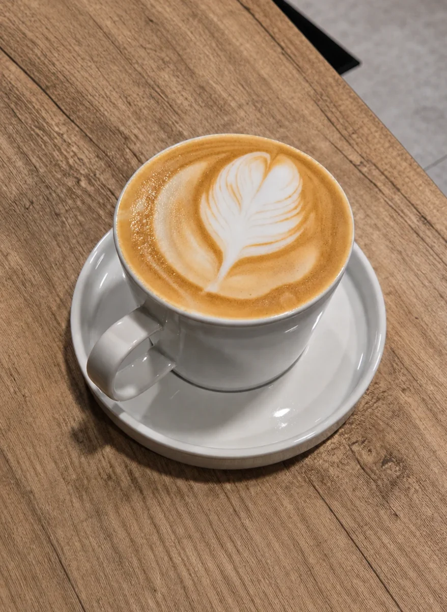 Flat white with rosetta latte art