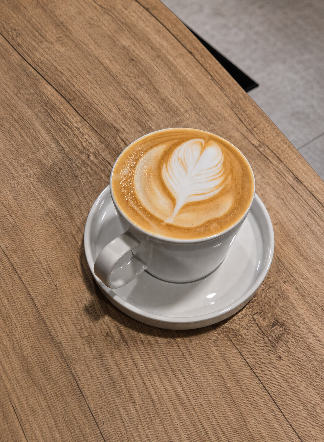 Flat white with rosetta latte art