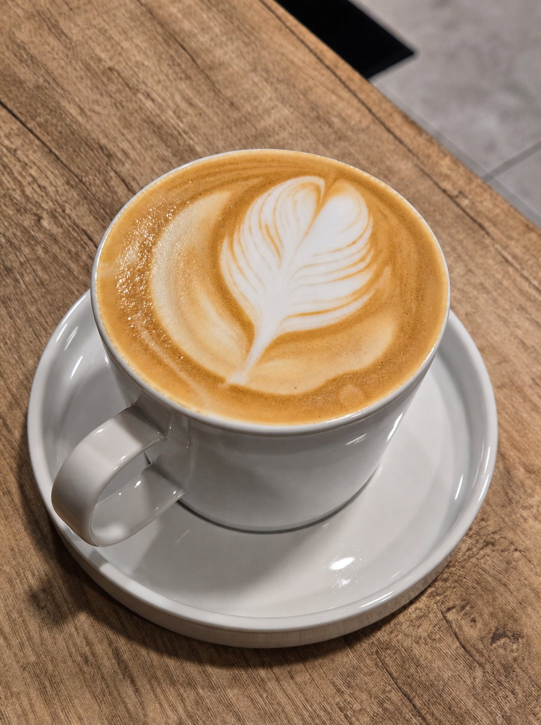 Flat white with rosetta latte art